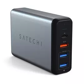 Адаптер сетевой Satechi Dual USB-C Travel Charger, 75Вт, серый космос