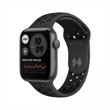 Apple Watch Nike SE GPS 44mm (корпус - серый космос, спортивный ремешок Nike цвета «антрацитовый/чёрный»)