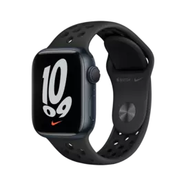 Apple Watch Nike Series 7 GPS 41mm (корпус - темная ночь, спортивный ремешок Nike цвета антрацитовый/черный, IP67/WR50)