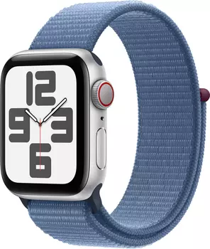 Apple Watch SE 2023 GPS (корпус - серебристый, 40mm ремешок Sport Loop зимний синий)