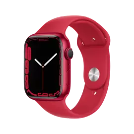 Apple Watch Series 7 GPS 45mm (корпус - красный, спортивный ремешок красного цвета, IP67/WR50)