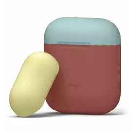 Чехол Elago Silicone DUO Case красный+голубой, для AirPods