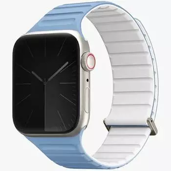 Ремешок Uniq Revix EVO reversible Magnetic Powder для Apple Watch 41mm 41mm, Силикон, голубой/белый