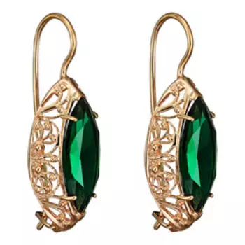 Серебряные серьги с зелеными ювелирными кристаллами