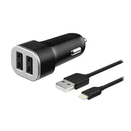 Зарядное устройство автомобильное Deppa + кабель Lightning, черный