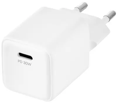 Зарядное устройство сетевое uBear Bridge GaN, 30Вт, белый