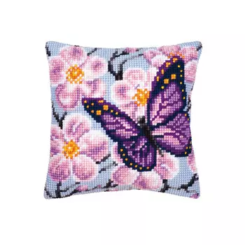 PN-0008501 Подушка Vervaco 'Фиолетовая бабочка' 40x40см