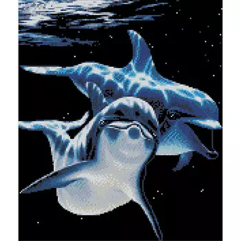 0008 Набор для вышивания 'Дельфины' 30х35,5 см