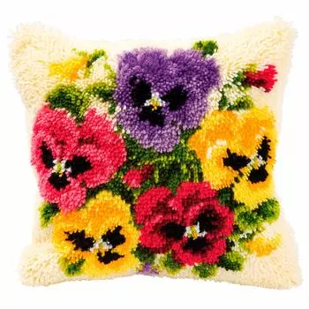 PN-0014171 Подушка (ковровая техника) Vervaco 'Фиалки' 40x40см