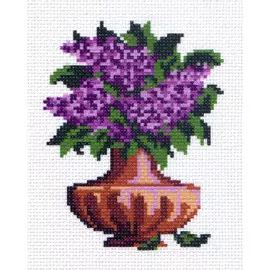 0042 Канва с рисунком Матренин посад 'Ваза с сиренью' 16*20 см (10*12 см)