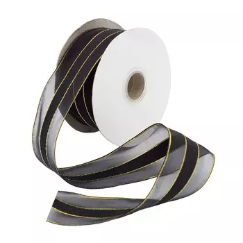 0072-2460 Лента капроновая с люрексом, 44 мм*27 м (черн./зол.)