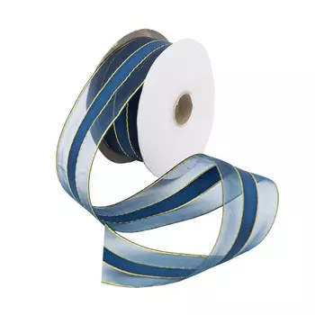 0072-2460 Лента капроновая с люрексом, 44 мм*27 м (син./зол.)