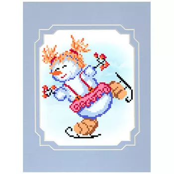 0081/БП Набор для вышивания с бисером и паспарту Матренин посад 'Фигуристка' 18*24см