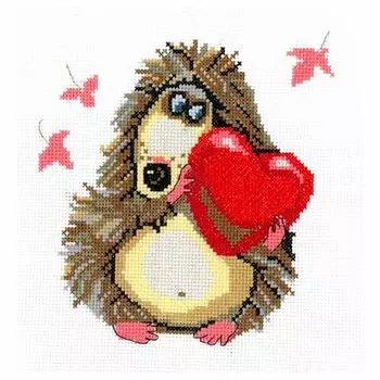 0093 Набор для вышивания Nitex 'Ёжик и сердечко', 16х16 см