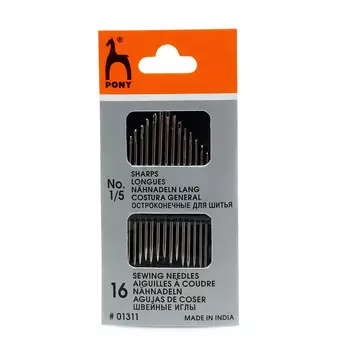 01311 Иглы ручные для шитья Sharps, № 1-5, 16 шт PONY