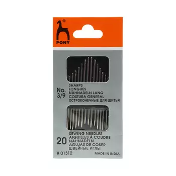 01312 Иглы ручные для шитья Sharps, № 3-9, 20 шт PONY