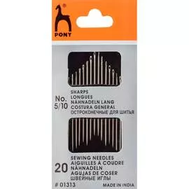 01313 Иглы ручные для шитья Sharps № 5-10, 20 шт PONY