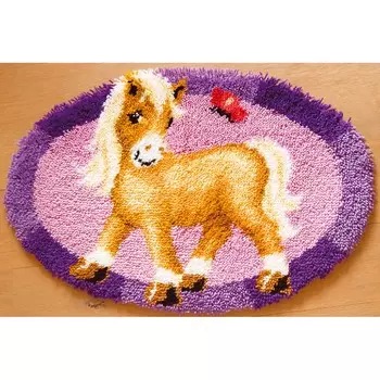 0144090-PN Коврик (ковровая техника) Vervaco 'Пони с бабочкой' 65x45 см