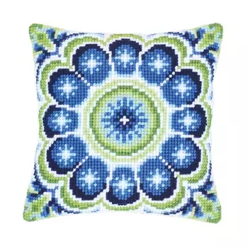 0145505-PN Подушка Vervaco 'Сине-зелёная розетка' 40x40см