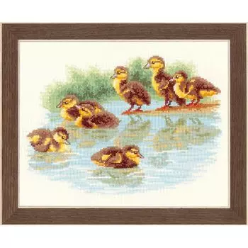 0145838-PN Набор для вышивания Vervaco 'Утята учатся плавать' 29x23см