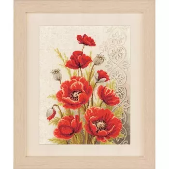 0146330-PN Набор для вышивания Vervaco 'Маки с завитками' 24x33см