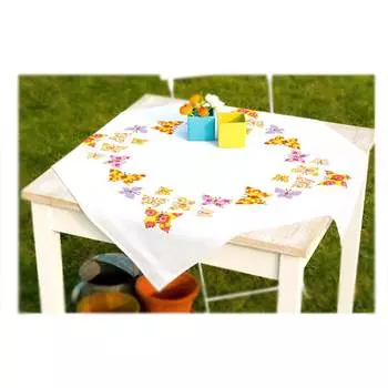 0146525-PN Скатерть Vervaco 'Порхающие бабочки' 80x80см