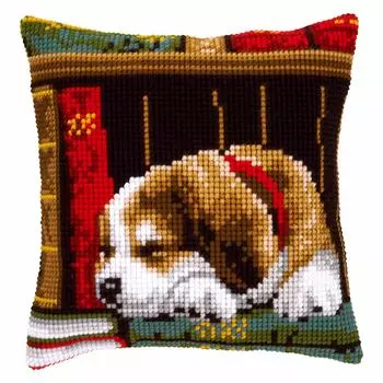 PN-0148118 Подушка Vervaco 'Собака, спящая на книжной полке' 40x40см