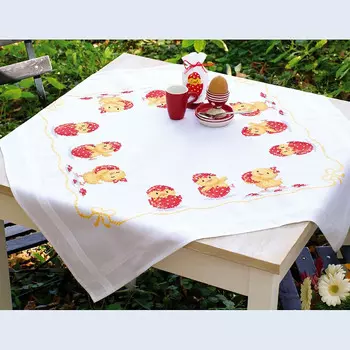 0149070-PN Скатерть Vervaco 'Счастливая Пасха' 80x80см