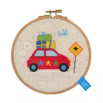 0150916-PN Набор для вышивания Vervaco 'Красная машинка' 14,5см