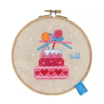 0150917-PN Набор для вышивания Vervaco 'Именинный торт с бантиками' 14,5см