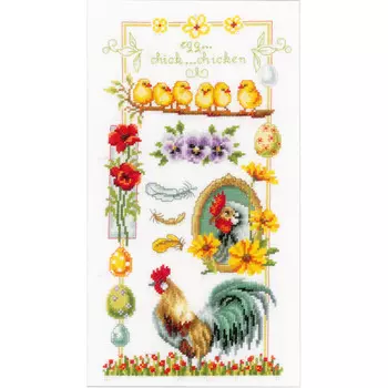 0150962-PN Набор для вышивания Vervaco 'Яйцо, цыпленок, курица' 20x36см