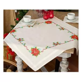 PN-0150997 Скатерть Vervaco 'Пуансеттия и ленточки' 80x80см