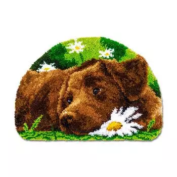 PN-0153852 Коврик (ковровая техника) Vervaco 'Пес с ромашкой' 69x46см