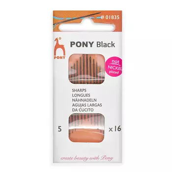 01835 Иглы ручные для шитья BLACK Sharps, №5, 16 шт PONY