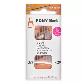01844 Иглы ручные для шитья BLACK Sharps, №3-9, 20 шт PONY