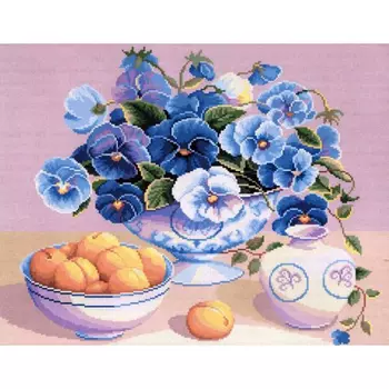 0198 Набор для вышивания Nitex 'Анютины глазки', 34х27 см