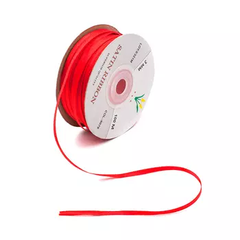 02 Лента атласная 3мм*100м (6078 (красный 8055))