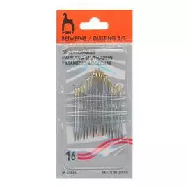 03563 Иглы для шитья полудлинные с золотым ушком №1-5, 16 шт PONY