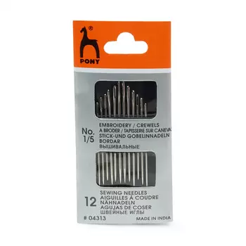 04313 Иглы для вышивания и шитья № 1-5, 12 шт PONY