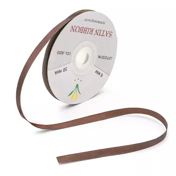 Лента атласная 6мм*27,4м (6202 (т.коричневый 8135))