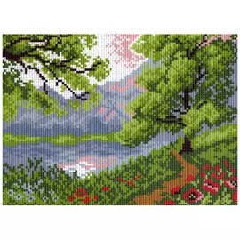 0518-1 Канва с рисунком Матренин посад 'Пейзаж в горах' 28*37см