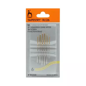 05558 Иглы ручные гобеленовые Tapestry с золотым ушком № 18-26, 6 шт PONY