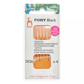 05844 Иглы ручные гобеленовые BLACK Tapestry, №24-26, белое ушко, 6 шт PONY