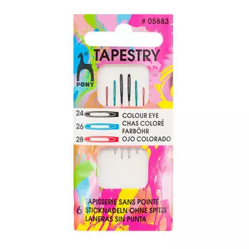 05883 Иглы для гобеленовых и трикотажных тканей цветные разм.24/28 (6 шт) PONY