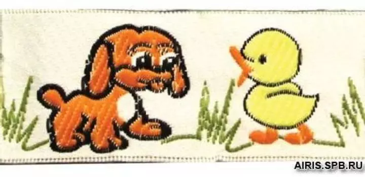 05-50102/28 Тесьма жаккард. оранж 'утенок и щенок'