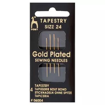 06004 Иглы ручные гобеленовые GOLD Tapestry с золотым покрытием № 24, 4 шт PONY