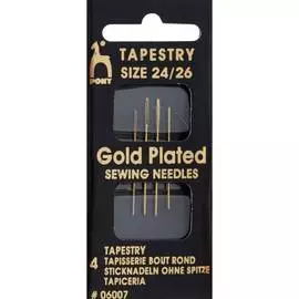 06007 Иглы ручные гобеленовые GOLD Tapestry с золотым покрытием № 24-26, 4 шт PONY