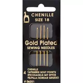 06201 Иглы с золотым покрытием, для синели, глади № 18, 4 шт PONY