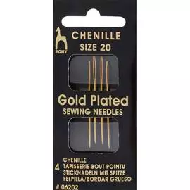 06202 Иглы с золотым покрытием, для синели, глади № 20, 4 шт PONY