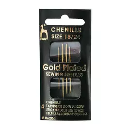06206 Иглы с золотым покрытием, для синели, глади № 18-24, 4 шт PONY